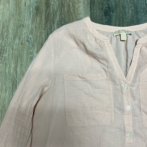 Michael Kors Light Pink 100% Cotton 1/3 Button Down Blouse Size XL - Picture 9 of 9